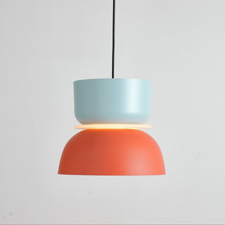 suspension rétro bleu menthe orange Ø29cm avec câble noir, photo studio