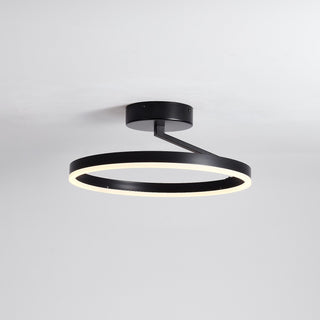Plafonnier noir Ø40 cm Lysrum — version plate au plafond