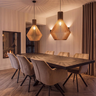 suspension en bois ø45 cm extérieur noir intérieur bois lignum