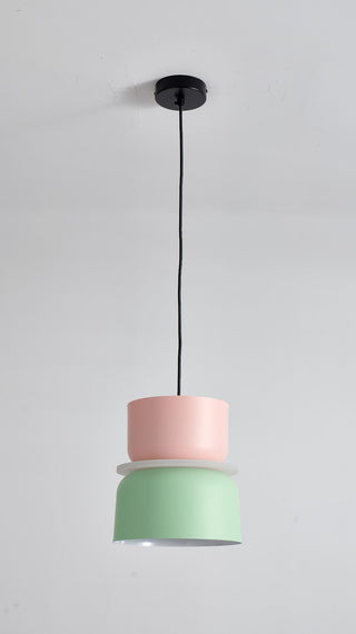 suspension rétro bicolore allumée avec lumière chaude, détail