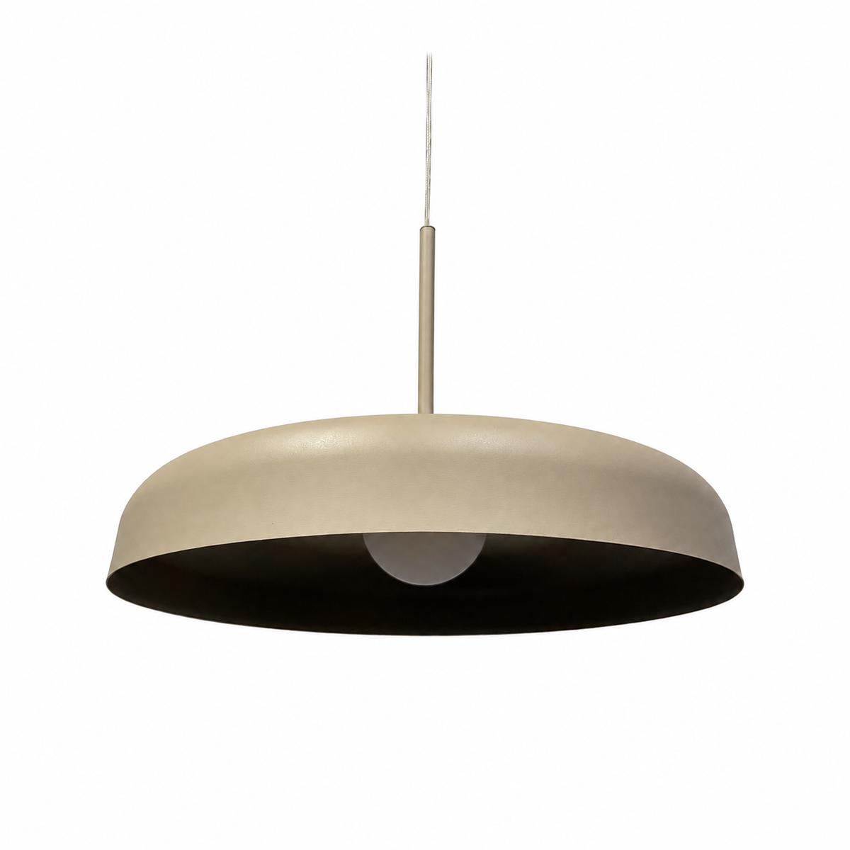 suspension beige dånsk ø38 cm vue de dessous, allumée, intérieur crème