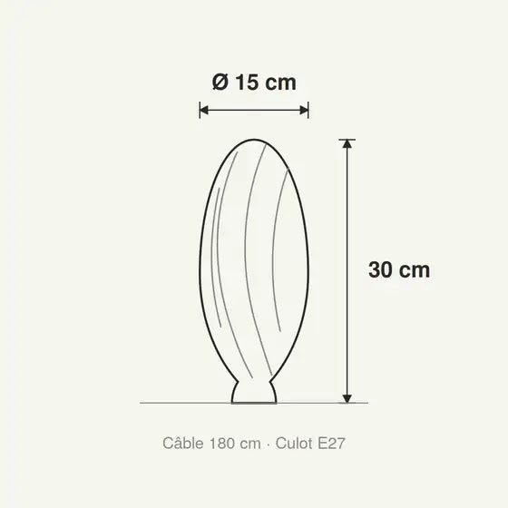 dimensions lampe de table à forme organique sculpta ø15 x h30 cm