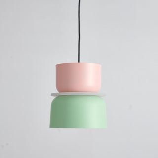 suspension rétro orange bleu menthe avec câble noir, vue de face