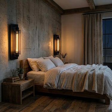 applique murale industrielle, applique murale noire, lampe murale E27, éclairage salon chambre, applique métal noir