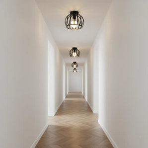 plafonnier industriel noir, plafonnier E27, lampe plafond dimmable, éclairage industriel, plafonnier métal noir, lampe plafond chambre