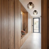 plafonnier industriel noir, plafonnier E27, lampe plafond dimmable, éclairage industriel, plafonnier métal noir, lampe plafond chambre