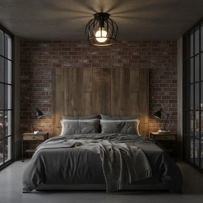 plafonnier industriel noir, plafonnier E27, lampe plafond dimmable, éclairage industriel, plafonnier métal noir, lampe plafond chambre