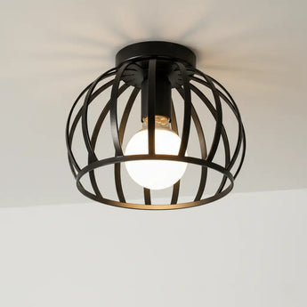 plafonnier industriel noir, plafonnier E27, lampe plafond dimmable, éclairage industriel, plafonnier métal noir, lampe plafond chambre