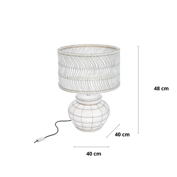 lampe de table terracotta, lampe de table rotin, lampe de table Bazar Bizar, lampe de table beige, lampe de table rustique, lampe de table bohème