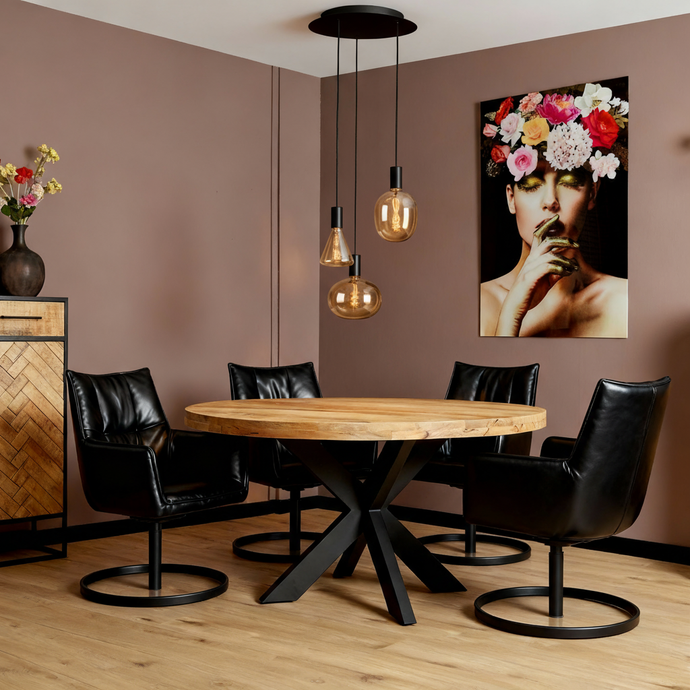 suspension noire, suspension industrielle noire, suspension moderne E27, lampe pendante métal et verre, luminaire noir pour salon