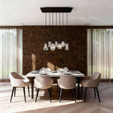 plafonnier 7 ampoules, suspension moderne noire, suspension en verre transparent, luminaire plafond design, suspension salle à manger