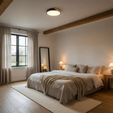 plafonnier scandinave, lampe plafond LED, plafonnier bois métal, lampe design chambre, plafonnier noir blanc