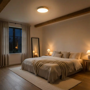 plafonnier scandinave, lampe plafond LED, plafonnier bois métal, lampe design chambre, plafonnier noir blanc