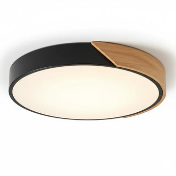 plafonnier scandinave, lampe plafond LED, plafonnier bois métal, lampe design chambre, plafonnier noir blanc