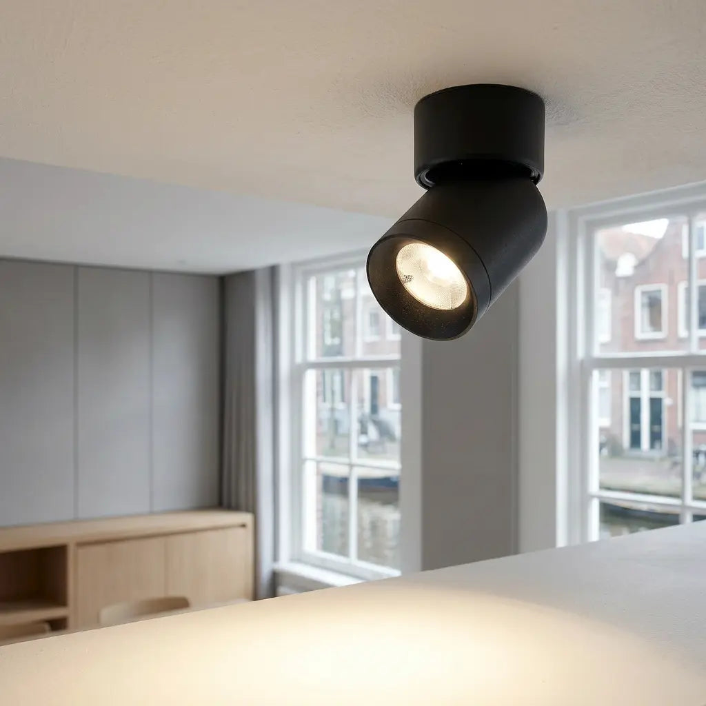Spot de plafond à tête orientable Lysrum, coloris noir