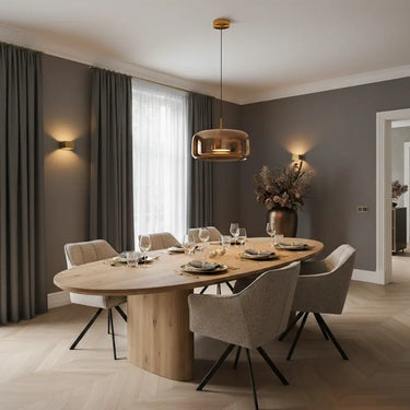 suspension en verre doré, suspension en verre noire, suspension moderne en verre, suspension LED intégrée, suspension élégante salon