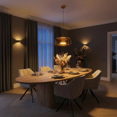 suspension en verre doré, suspension en verre noire, suspension moderne en verre, suspension LED intégrée, suspension élégante salon