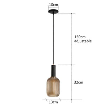 suspension en verre, lampe suspendue en verre, suspension en verre noir et or, suspension E27, suspension dimmable LED