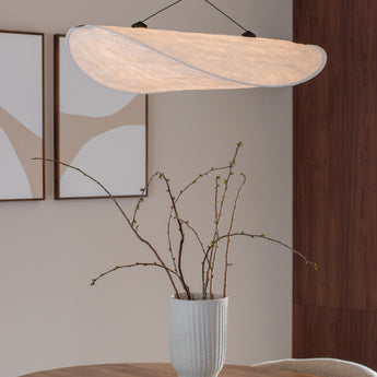 suspension en tissu, lampe suspendue tissu, luminaire chambre, suspension dimmable, éclairage LED intégré