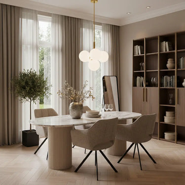 suspension à boules, lampe suspension verre, luminaire boules en verre, suspension dimmable, éclairage salon