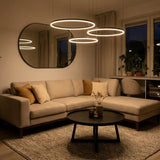 suspension design noire, lampe minimaliste, suspension LED dimmable, éclairage salle à manger, suspension cuisine îlot