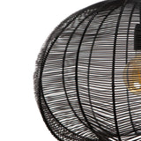 suspension noire FARAH, suspension métal noire, suspension rotin noire, lampe pendante design unique, suspension E27 dimmable