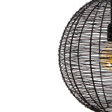 suspension ronde noire, suspension NATHAN, lampe suspendue industrielle, luminaire noir métal, éclairage salon dimmable