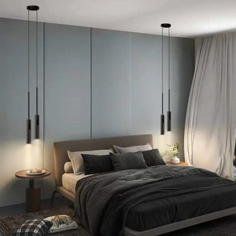 suspension chambre, lampe suspendue chambre, luminaire plafond chambre, suspension noire et or, suspension métal moderne