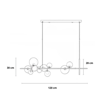 suspension design table à manger, lampe suspendue au-dessus de la table, suspension noire métal et verre