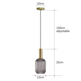 suspension en verre, lampe suspendue en verre, suspension E27 noire et or, luminaire en verre pour salon