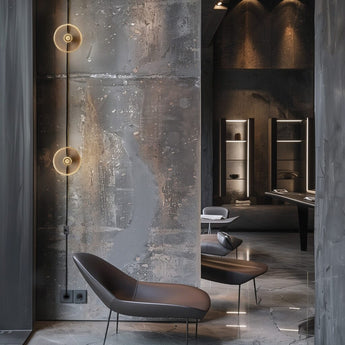 système d’éclairage DOTS, système d’éclairage modulaire, éclairage moderne DOTS, luminaire métal bronze antique, éclairage plafond et mur, éclairage intérieur design, éclairage d’ambiance moderne