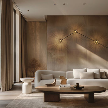 système d’éclairage DOTS, système d’éclairage modulaire, éclairage moderne DOTS, luminaire métal bronze antique, éclairage plafond et mur, éclairage intérieur design, éclairage d’ambiance moderne