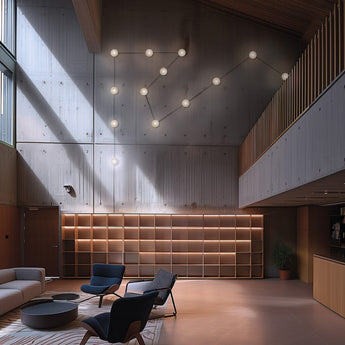 système d’éclairage DOTS, système d’éclairage modulaire, éclairage moderne DOTS, luminaire métal bronze antique, éclairage plafond et mur, éclairage intérieur design, éclairage d’ambiance moderne