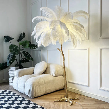 lampadaire autruche, lampe déco autruche, lampadaire design résine, lampadaire E14 LED, lampadaire dimmable, lampe de salon originale