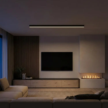 plafonnier noir, plafonnier industriel, plafonnier minimaliste, lampe plafond métal, éclairage plafond moderne, luminaire LED intégré