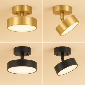 plafonnier orientable hall, plafonnier LED intégré, plafonnier aluminium or noir, luminaire plafond pour hall, plafonnier couloir moderne