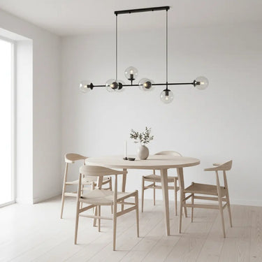 suspension moderne, suspension table à manger, suspension cuisine noire, suspension cuisine dorée, suspension au-dessus îlot