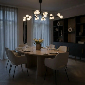 plafonnier verre cadre noir, plafonnier boules en verre, plafonnier salon moderne, lampe de plafond salle à manger