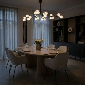 plafonnier verre cadre noir, plafonnier boules en verre, plafonnier salon moderne, lampe de plafond salle à manger
