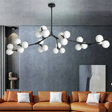 plafonnier verre cadre noir, plafonnier boules en verre, plafonnier salon moderne, lampe de plafond salle à manger