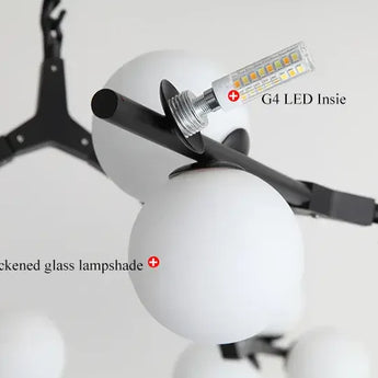 plafonnier verre cadre noir, plafonnier boules en verre, plafonnier salon moderne, lampe de plafond salle à manger