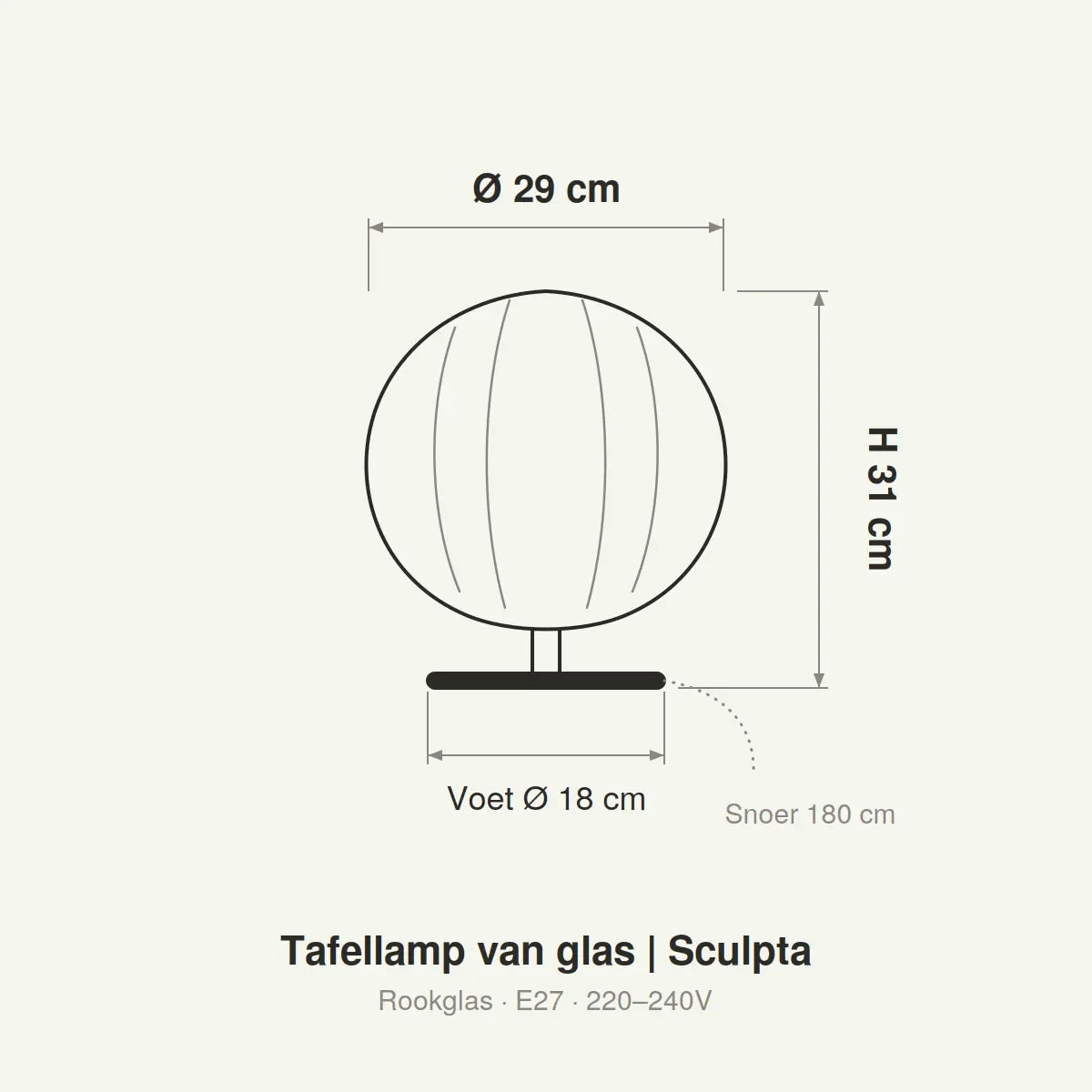 dimensions lampe de table sculpta Ø29 x h31 cm pied Ø18 cm