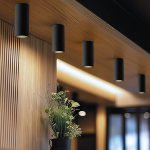 lampe cylindrique Tubosa, luminaire cylindrique minimaliste, lampe tube design, éclairage moderne intérieur, luminaire métal noir, luminaire métal blanc