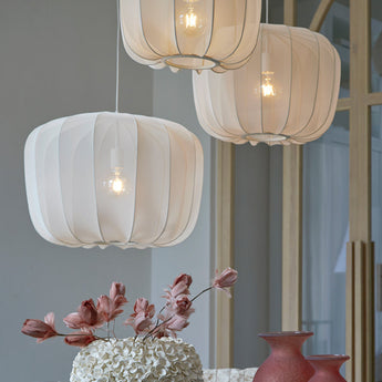 suspension plumeria, suspension sable, luminaire gaze, suspension 40x30, lampe plafond sable, suspension design, suspension moderne