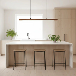 suspension en bois, lampe îlot de cuisine, suspension minimaliste, suspension LED dimmable, lampe salle à manger, éclairage cuisine
