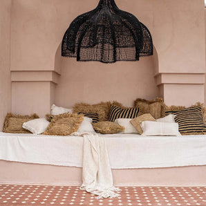 suspension rotin noir xl, suspension noire xl, luminaire rotin noir, grande suspension rotin, suspension bohème chic, suspension design noir