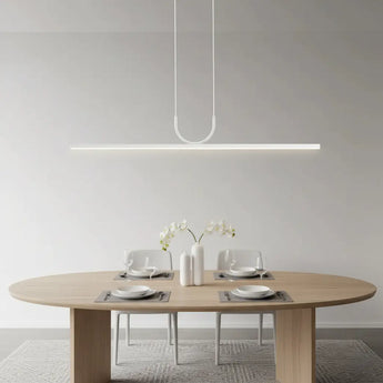 lampe de cuisine minimaliste, suspension cuisine LED intégrée, luminaire cuisine aluminium noir blanc, suspension cuisine moderne, lampe de cuisine dimmable